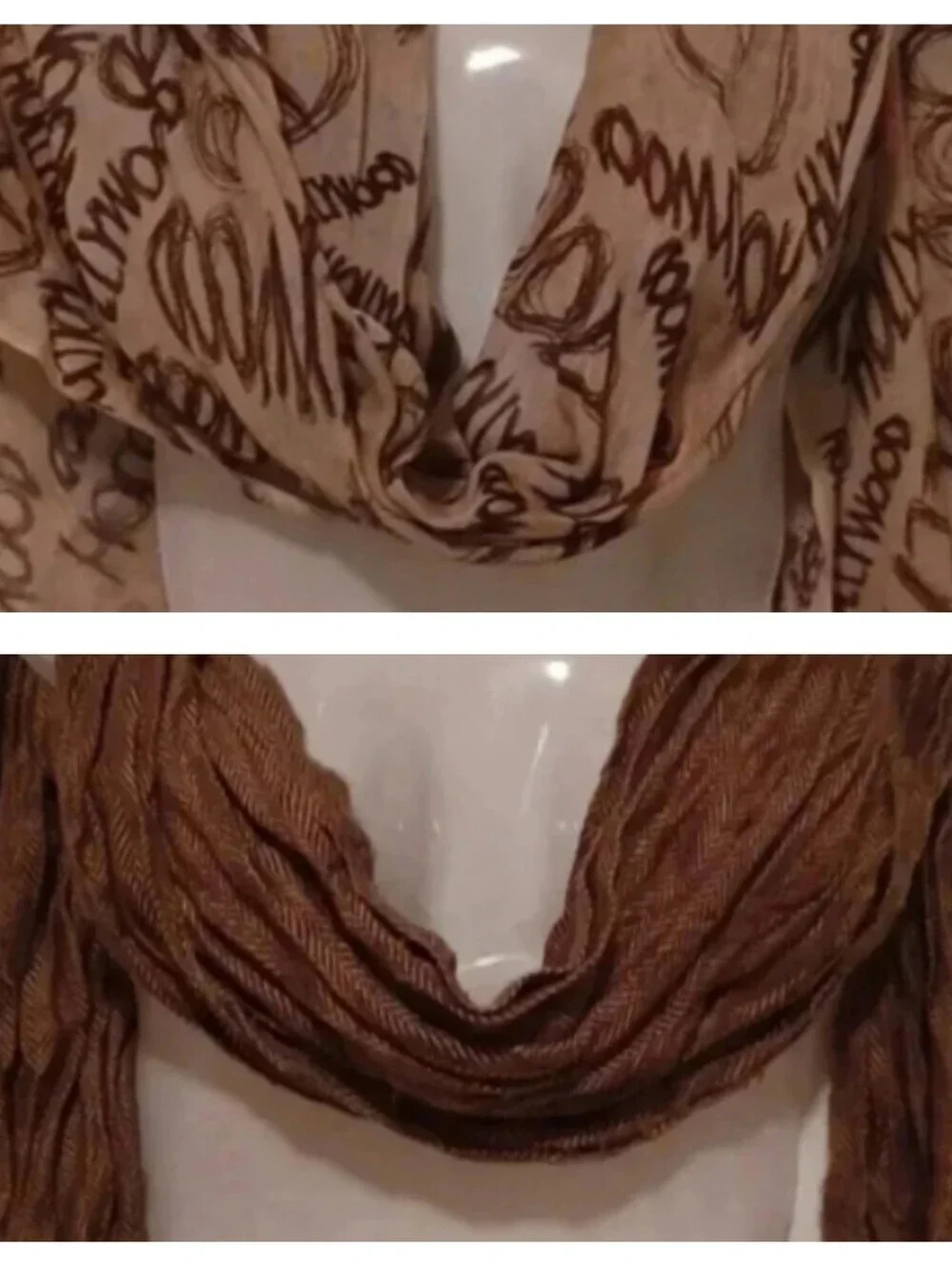 2 light Brown  scarves